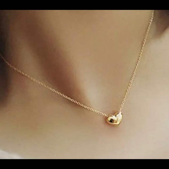 Gold Heart Necklace Minimalist Love Gf Girlfriend - Picture 8 of 9